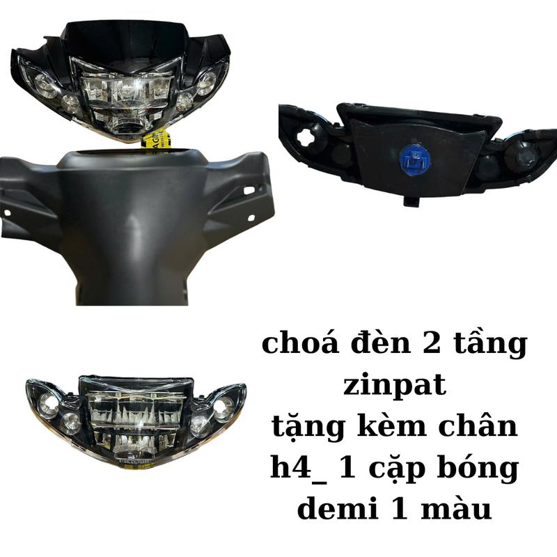 PHA ĐÈN 2 TẦNG KIỂU ZHIPAT( khung phản xạ +mạch DNC) (kèm chân h4-cặp bóng demi)dùng cho xe sirius 50-110 ( GẮN ỐP SIHELLO) Led  Kem Xi Nhan
