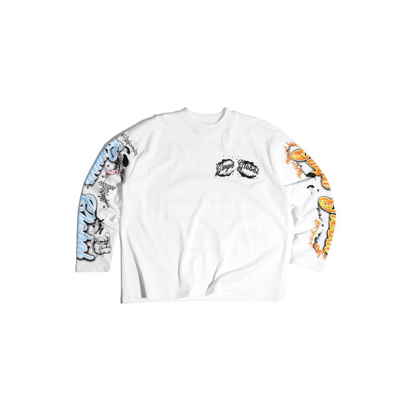 Áo thun nam nữ tay dài GWYN GLOBAL LONG SLEEVED T-SHIRT Cotton Cổ Tròn Màu Đen Menswear Menswear Màu Trắng