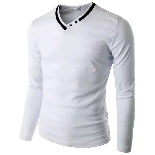 Atasan pria kaos Basic lengan pendek terbaru / Baju kaos pria dewasa kombinasi kancing di kerah 0