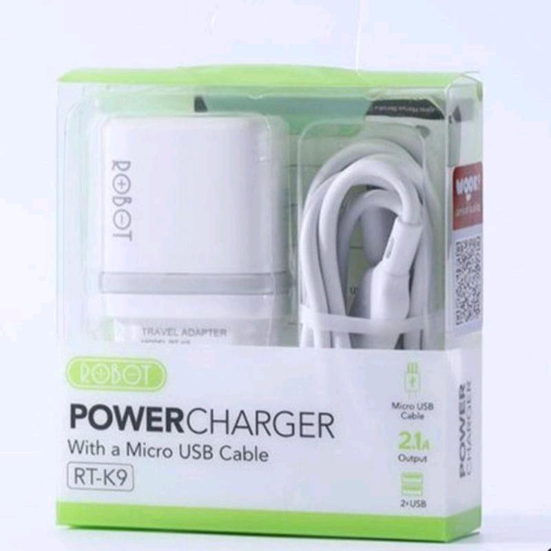 Charger Robot RT-K17/RT-K9 2.1A 2 USB Quick Charger For micro usb/Type C Fast Charging Kabel 1