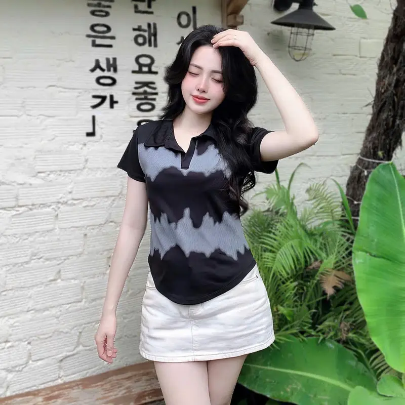 Áo Thun Polo Phối In Hình Họa Tiết Vải Thun Tăm Mềm 45- 90Kg Bigsize Dễ Thương Top Nữ Women - B.1521 3
