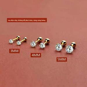 Bông Tai Vàng Sau Vít Siêu Sáng Bóng, Bông Tai Đinh Tán Dành Cho Phụ Nữ, Thoải Mái Khi Đeo, Quà Tặng Cho Bạn Bè, Phụ Kiện Thời Trang Dễ Phối Với Quần Jean