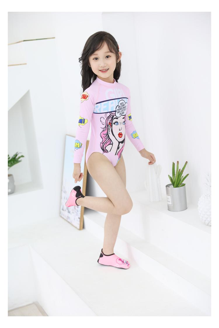 Product Introduction of Children's sunscreen swimsuit Girls' one-piece quick-drying wetsuit long-sleeved trousers surfing medium and large children's beach swimsuit 9