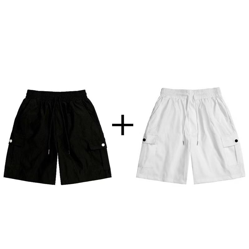 CONBO 2 QUẦN SHORT KAKI TÚI HỘP PN.STORE1993 nam nữ chất liệu kaki gió mặc thoáng mát Menswear Baggy Nhung Kem 6