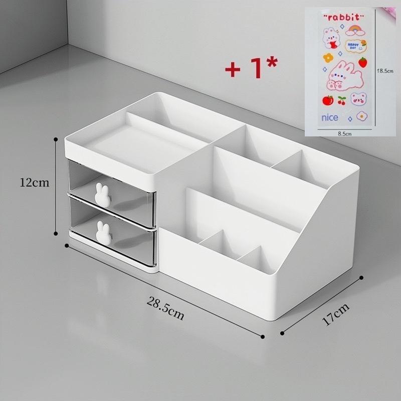 Kệ đựng bút để bàn học 3 tầng hộp đựng đồ trang điểm cá nhân mỹ phẩm có ngăn kéo decor bàn làm việc - Tặng kèm sticker dán trang trí