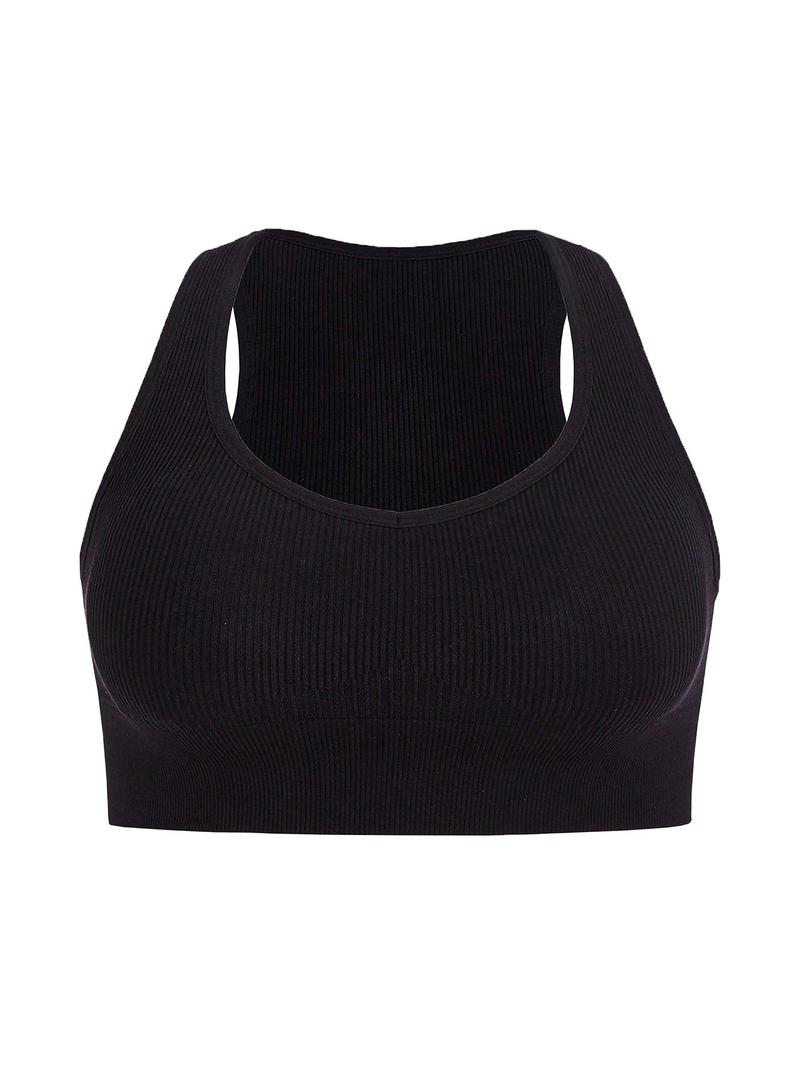 Product Introduction of 【Plus Size】 Solid Color Sports Bra, Breathable Comfortable Wireless Sports Bra, Women's Plus Size Sport & Outdoor Clothing for Indoor Outdoor Wear 8