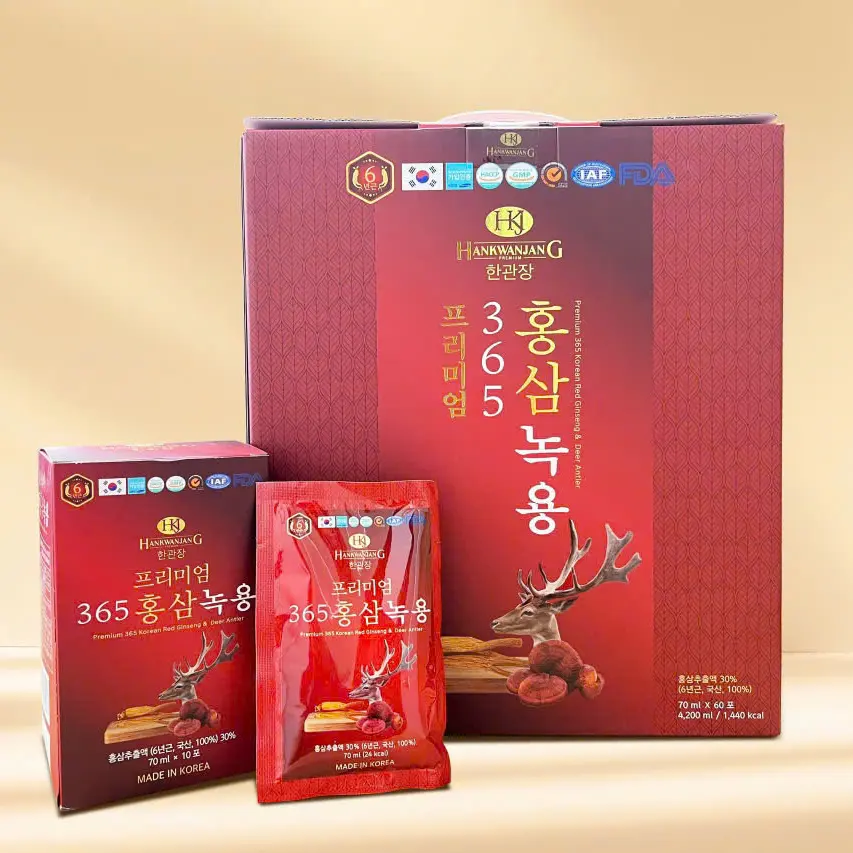 Nước uống Hồng Sâm Nhung Hươu Linh Chi - Hộp 60 Gói x 70ml