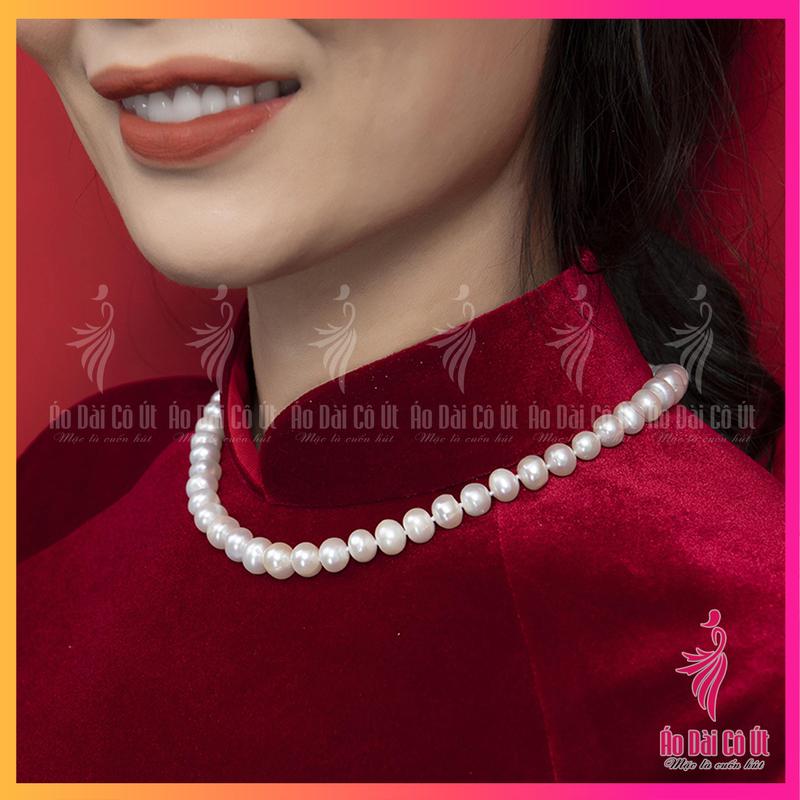 Vòng ngọc trai nhân tạo phụ kiện mặc cùng áo dài