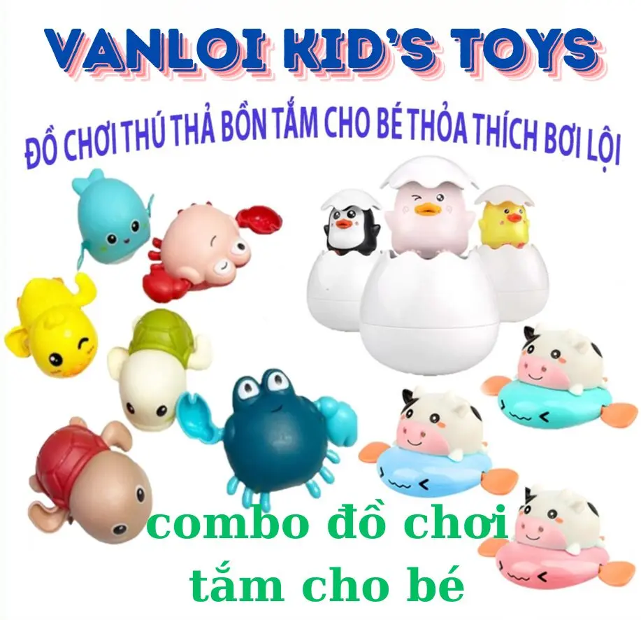 COMBO Sinh vật bơi vặn cót, đồ chơi thả bồn tắm cho bé ngộ nghĩnh đáng yêu