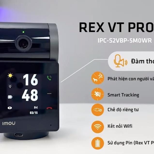 Camera Imou Rex VT Pro 3K 5MP dùng pin có màng hình