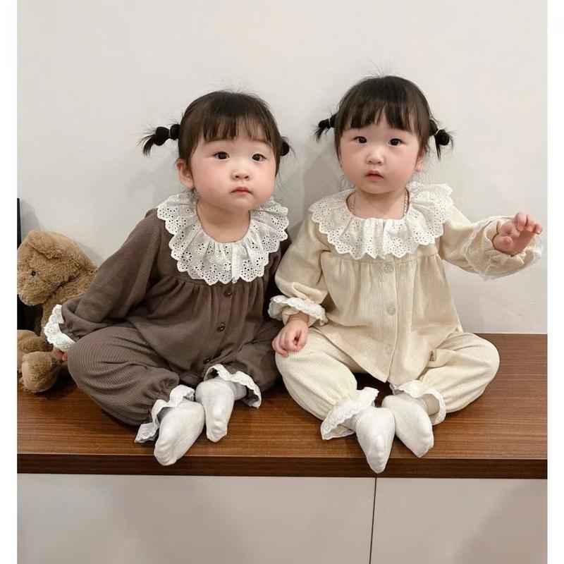 5-18kg -TD112- Set bộ PIJAMA TIỂU THƯ BABYDOLL CỔ BÈO PHỐI REN chất nhung tăm co giãn mềm mát thấm hút mồ hôi tốt cho bé gái XMGY Nhận làm theo yêu cầu