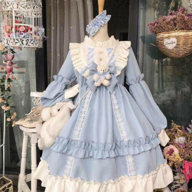[HÀNG LOẠI 1 CÓ SẴN] Váy / Đầm Lolita Casual OP Nhật Bản - Tặng Cài Nơ Gấu, váy đầm công chúa,dự tiệc, tiểu thư, nàng thơ, sang chảnh 9