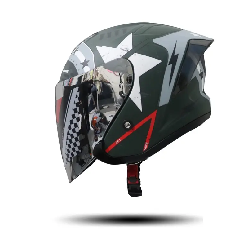 JS ARMOR MOTIF Helm dewasa halface js armor cowok/cewek Helmet Kaca Motorcycle Visor 7