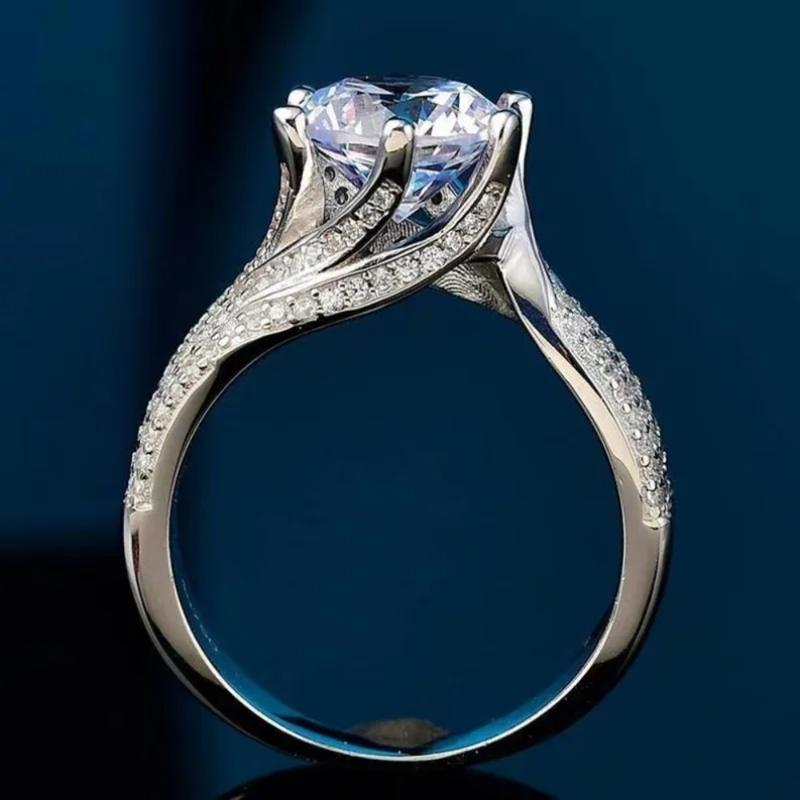 Product Introduction of 1pcs Zircon Finger Ring Silver Wedding Rings for Women Men Engagement Gifts 2