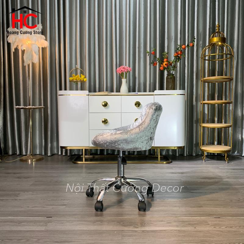 Ghế Spa, Ghế Bánh Xe Xoay Có Tuỳ Chỉnh Cao Thấp 35-50cm Mẫu Bọc Nỉ Đính Đá ( Kèm Ảnh Thật ) 7