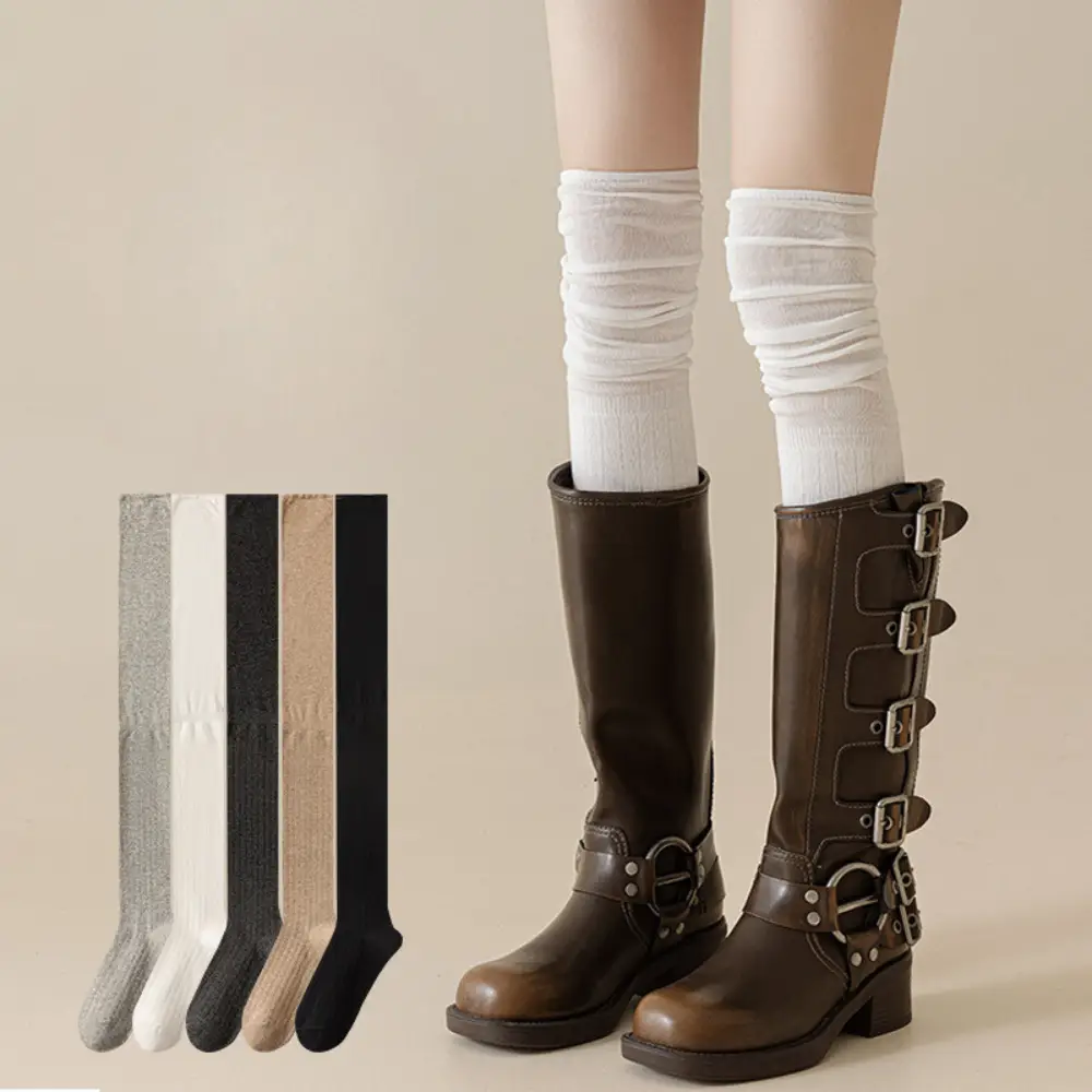 Tất Đi Bốt Giữ Ấm Mùa Đông Họa Tiết Kẻ Sọc Phong Cách Preppy JK Cổ Điển Cho Nữ T290 Women Nhung