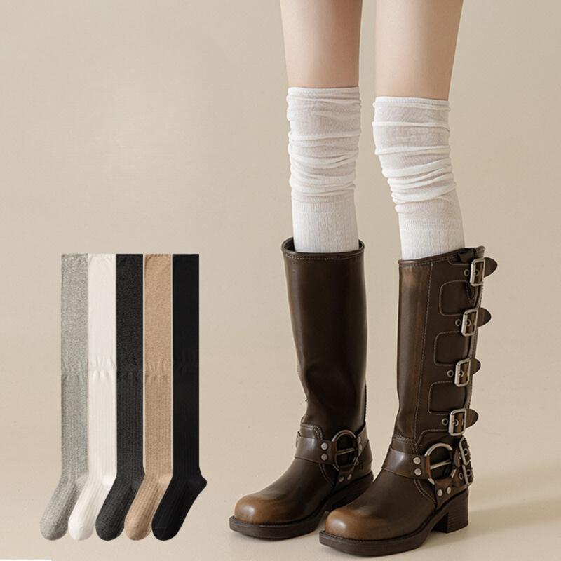 Tất Đi Bốt Giữ Ấm Mùa Đông Họa Tiết Kẻ Sọc Phong Cách Preppy JK Cổ Điển Cho Nữ T290 Women Nhung