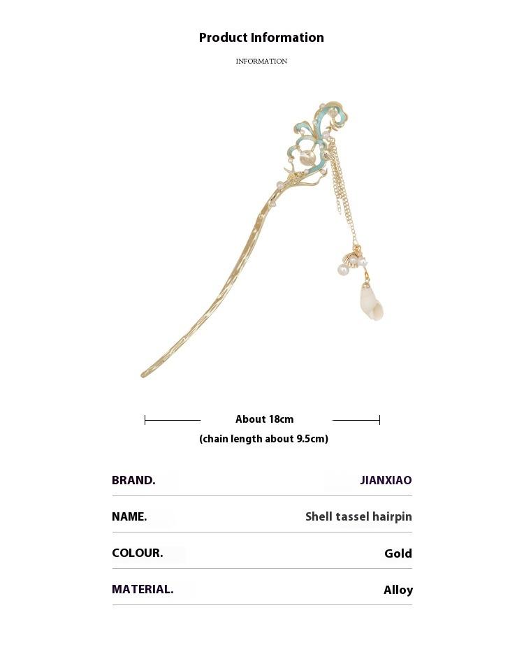 Product Introduction of Ocean Fritillary Hairpin, High-Grade Female Pearl Tassel Hair Accessories, Ancient Style Updo Hairpin, Han Chinese Clothing Accessories 1