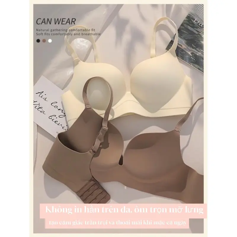 Combo 3 Áo Đúc Su Non Cao Cấp Không Gọng Nâng Ngực Bản Lưng To Ôm Mỡ Lưng Siêu Thoải Mái Thiết Kế Mới Mút2.5 Bra Nhung Mềm mịn Kem