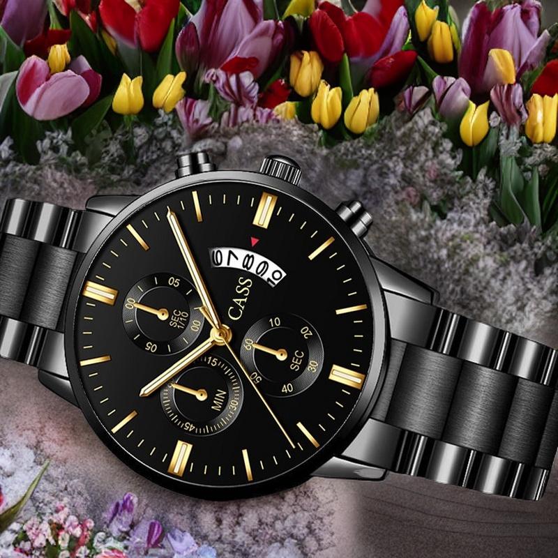 Product Introduction of CASS JAM TANGAN PRIA TERBARU 2023 BAND BAJA KALENDER LEDAKAN BAND KUARSA WATCH MEN'S BUSINESS MEN'S WATCH THREE DIAL DIAL WATCH WATCH 2