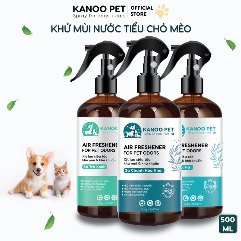  Xịt khử mùi nước tiểu chó mèo KANOO PET khử mùi chậu cát chuồng trại - giúp khử sạch mùi hôi khai hỗ trợ pet đi vệ sinh đúng chỗ 