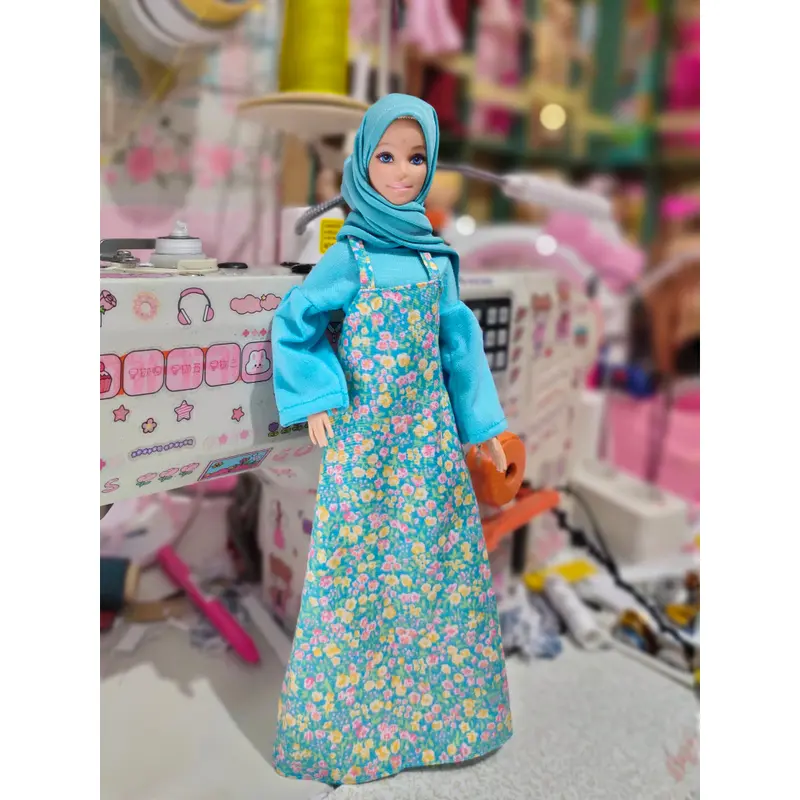 Yuzia122 - Gamis Kalisa (Hanya Baju) untuk boneka berbie pivotal baju muslim boneka 2