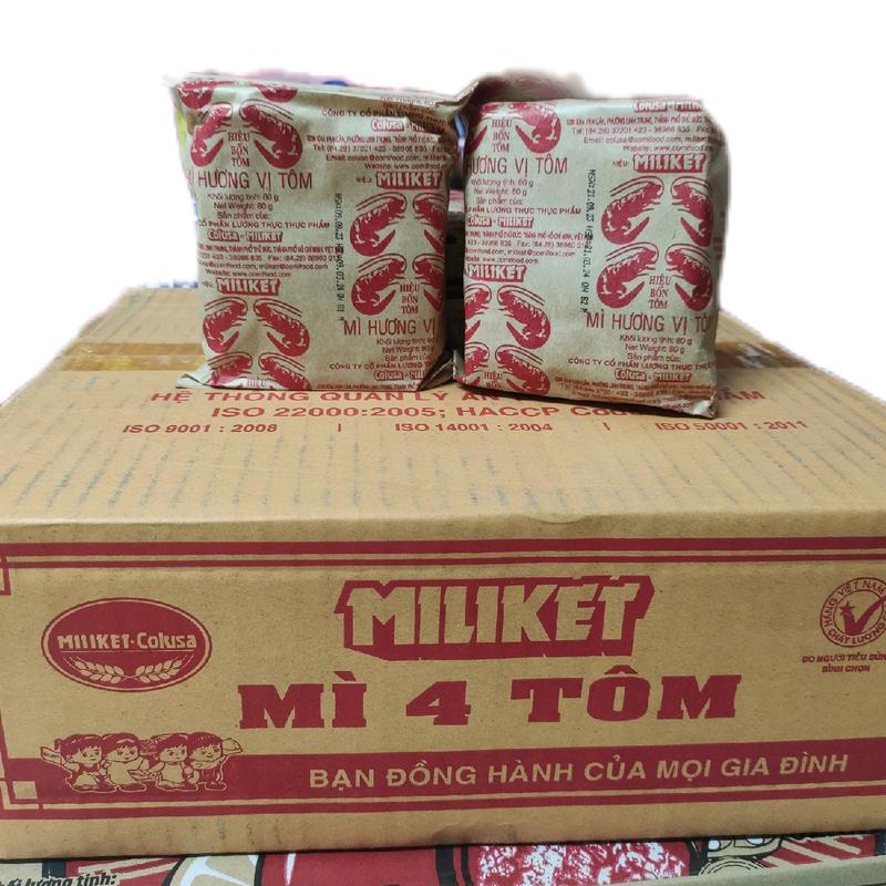 Thùng 30 gói mì giấy miliket 4 tôm gói 80g
