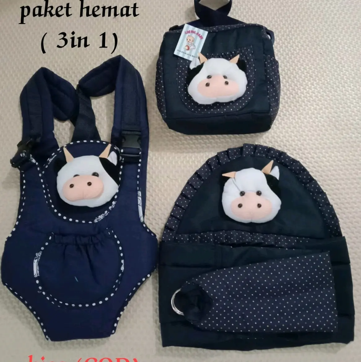 3in1 Tas,Gendongan Samping dan Gendongan Duduk Depan Ransel. Bayi multifungsi waffle