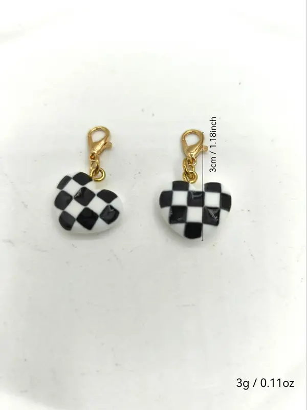 Checkerboard Pattern Heart Shaped Pendant, Cute Keychain for Women & Girls, Fashion Accessories for Daily Life, Trendy All-match & Exquisite Keychain for Birthday Gift, Valentine's Day, Gift 1