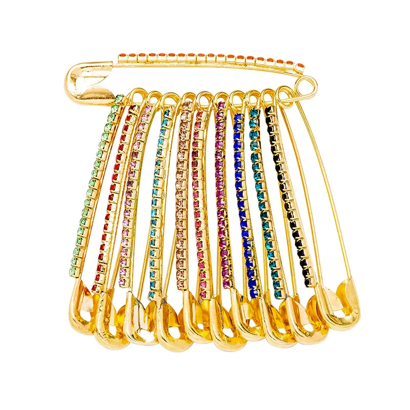 Qiao Gold/silver Rhinestone Shiny Pins Safety brooch Fixed scarf shawl  Women Crystal brooch For Dress Skirt Dresses Accessories - TikTok Shop  Singapore