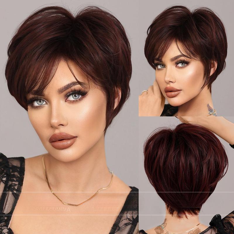 Product Introduction of Elf Cut Wig Female Black Level Short Synthetic Mechanism Chemical Fiber Wig hair  wigs 8