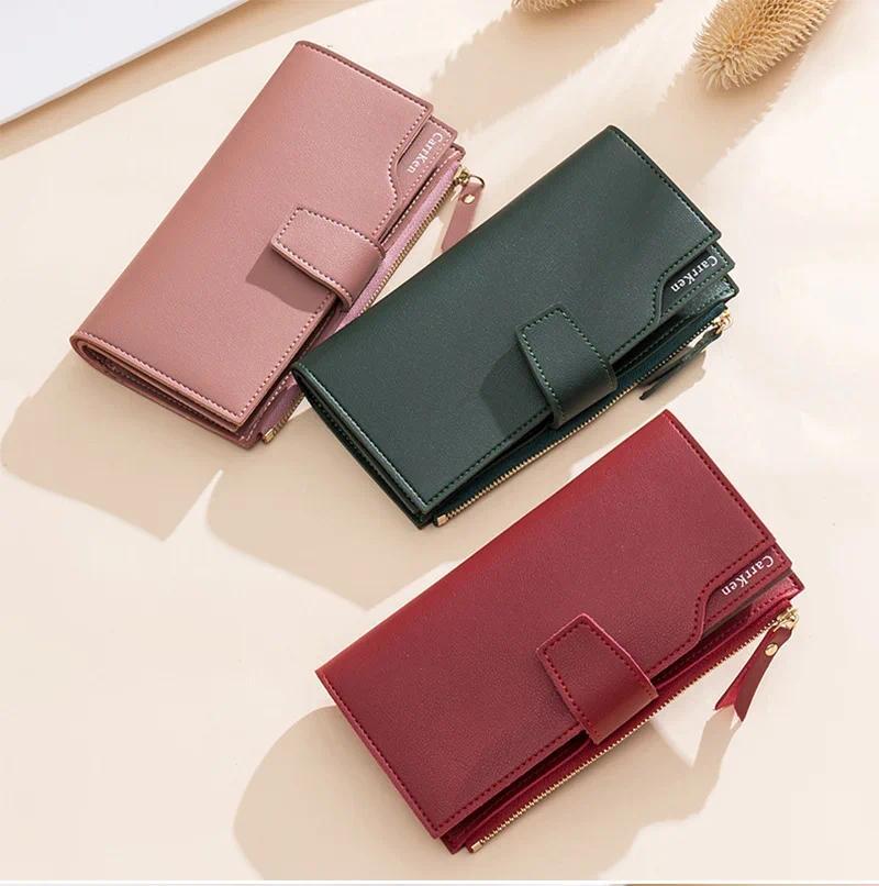 Product Introduction of Women's Wallet 2024 New Korean Edition Multi functional Large Capacity Three fold Wallet Zipper Buckle PU Handbag baguette  bag 2