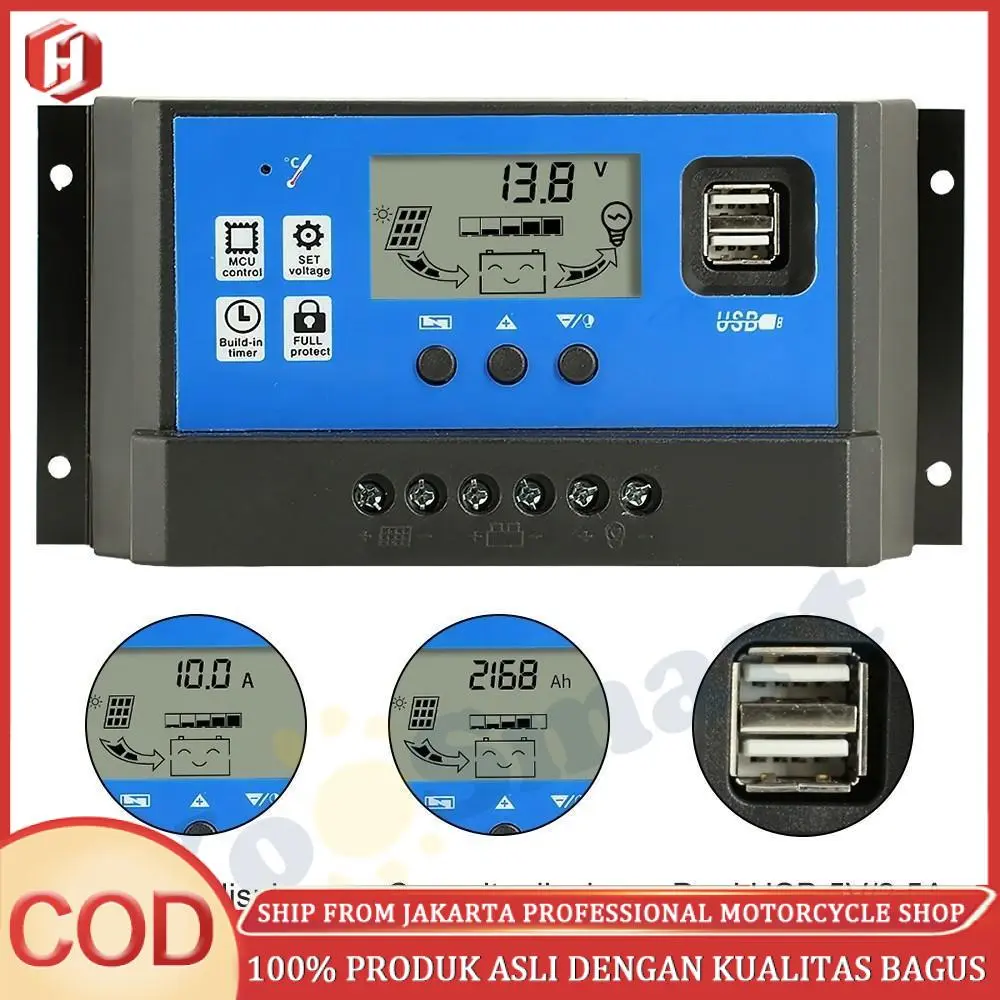 【Dari Jakarta FAST】 Solar Charge Controller LCD LED Display Solar Cell ...