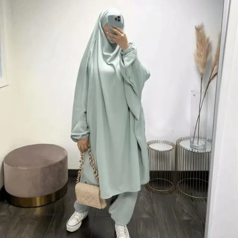 Dubai Robe Big Display Solid Color Loose Set Comfortable Sportswear Women's Hoodie with Pants