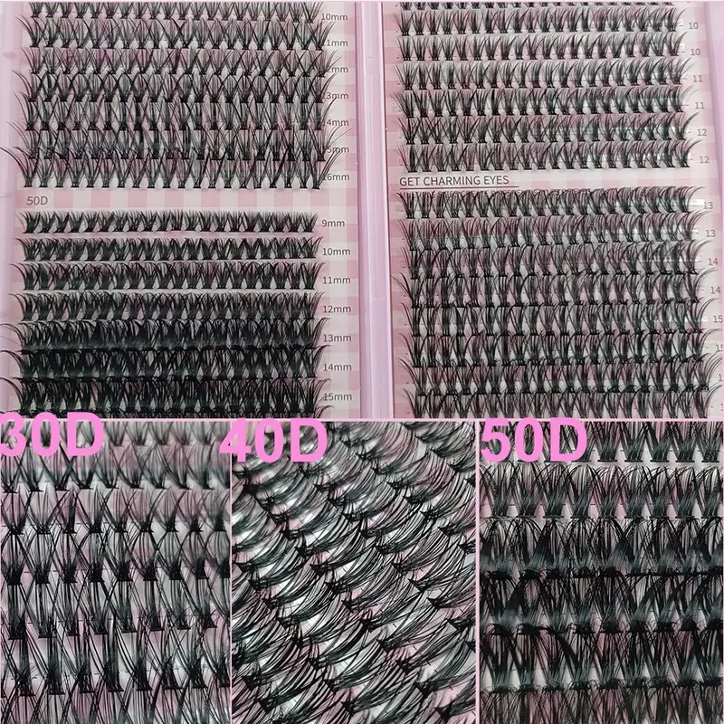 Individual False Eyelashes Kit, 640pcs Mixed Length & Styles Natural Look Eyelash Extensions with Tools, Self Grafting Curl Eyelashes, Eye Makeup Tool, Makeup, Lash Clusters Kit 4