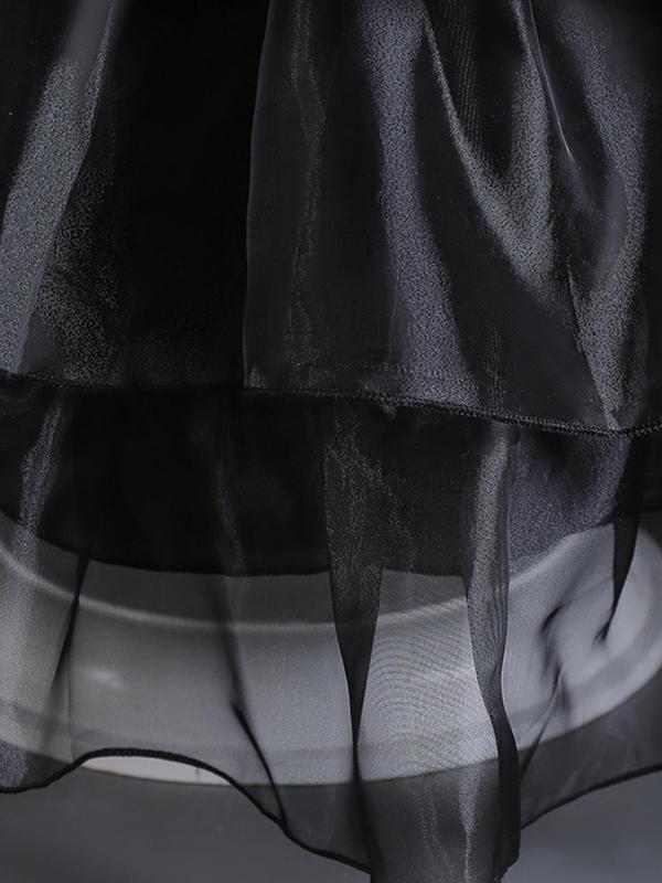 Sophisticated Black Belted Dress with Tulle Layers for Girls Sophisticated Black Belted Dress with Tulle Layers for Girls