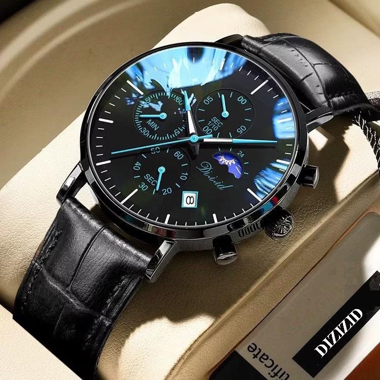  Đồng hồ nam cao cáp DIZIZID chạy full 6 kim và lịch ngày - Dây thép lụa đen - Phong cách lịch lãm - Chống nước tốt - DZ6K3 