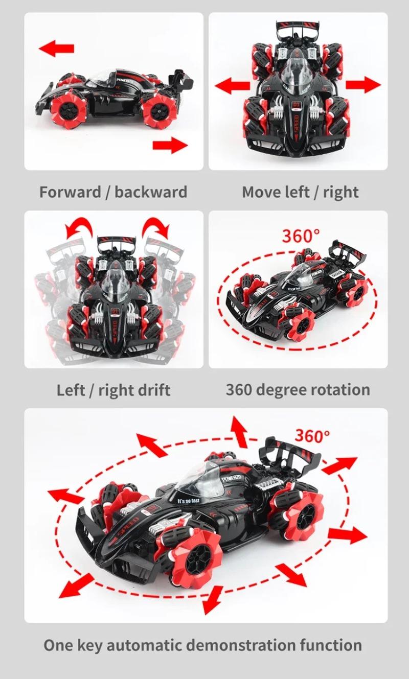 Product Introduction of 2.4G Remote Control Car Children's Toy Stunt Spray Car RC High-speed Off-road 4WD Light Music Drift Racing Birthday Gift 6