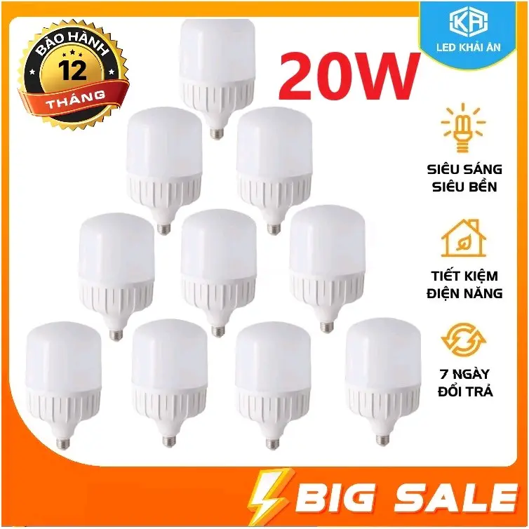 Bộ 10bóng đèn led 20w Khải Ân ánh sáng trắng