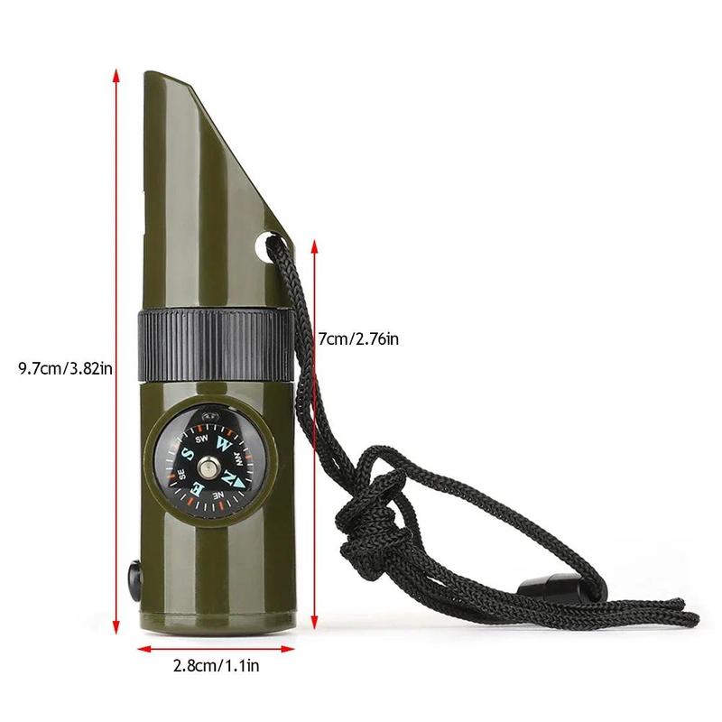 Product Introduction of 7 in 1 Multifunction Whistle Portable Emergency Survival Whistle with Compass Thermometer Flashlight Camping Hiking Outdoor Tool 29