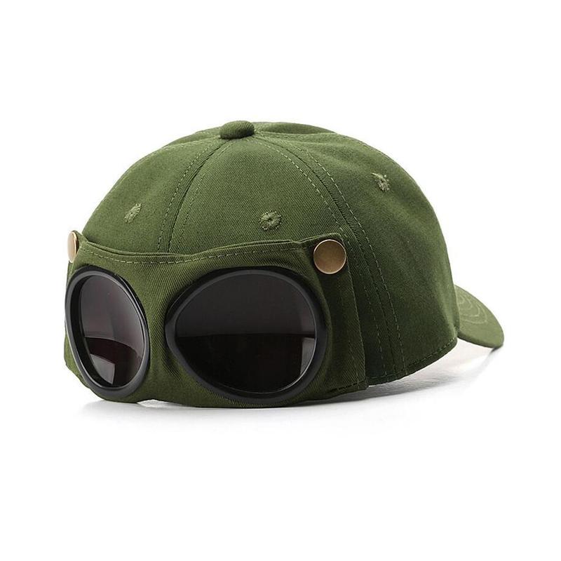 Product Introduction of Korean Glasses Baseball Cap Unisex Cute Cat Ears Pilot Glasses Hat Street Sunglasses Baseball Cap Pilot Cap For Men And Women 24