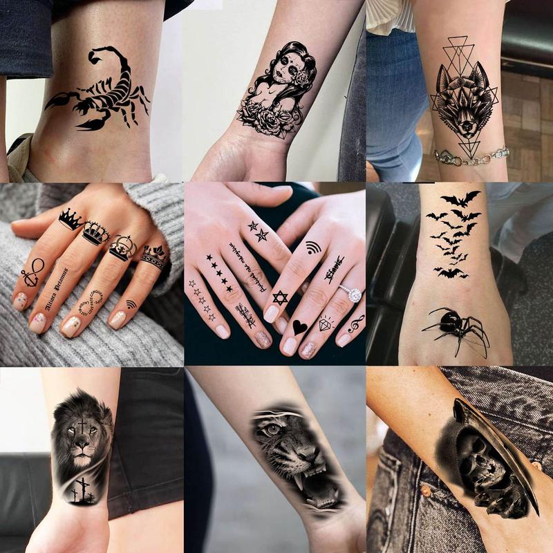 Animal Pattern Temporary Tattoo Sticker, 60pcs/set Fake Tattoo Sticker, Body Art Sticker for Women & Men, Realistic Tattoo Sticker for Arms, Neck, Ankle, Legs, Painless Body Art Decoration 4