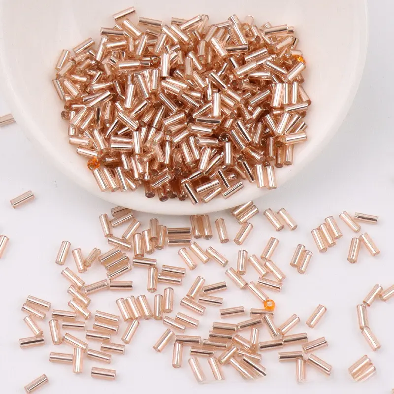 2mm*4mm Tube beads 2mm*6mm Tube beads Filling Silver Tube Beads Hand Sewing Beaded seed Beads Diy Handmade beaded Bracelet necelace Accessories H Tube tambour embroidery beading and jewelry making