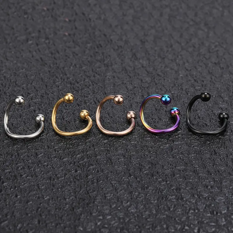 Stainless Steel Hoop Earrings Cartilage Lip Piercings Spiral Nose Rings Nostril Piercings Round Earrings 8