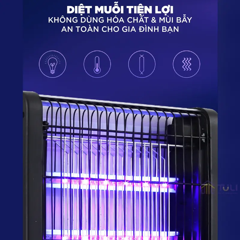 Đèn Bắt Muỗi Và Côn Trùng Tuli TL-006, Công Suất 6W, Máy Bắt Muỗi Bằng Đèn, Bắt Muỗi/Ruồi/Kiến Ba Khoang/Các Loại Côn Trùng, An Toàn Khi Sử Dụng, Có Lớp Lưỡi Bảo Vệ, Bảo Hành 2 Năm đèn bắt muỗi tự động 7