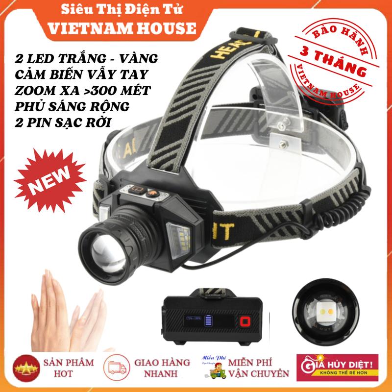 SALE || ĐÈN PIN ĐỘI ĐẦU SIÊU SÁNG CAO CẤP E01, TÍCH HỢP 2 LED CẢM BIẾN SÁNG RỘNG VÀ CHIẾU XA, SẠC USB TYPE C SIÊU TIỆN
