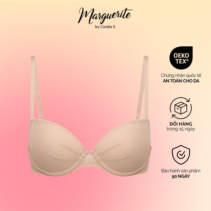 Áo ngực nữ Marguerite nâng vừa, không gọng êm ái, mút nâng 2cm, chuẩn an toàn quốc tế OEKO-TEX từ Corèle Pháp - 21170