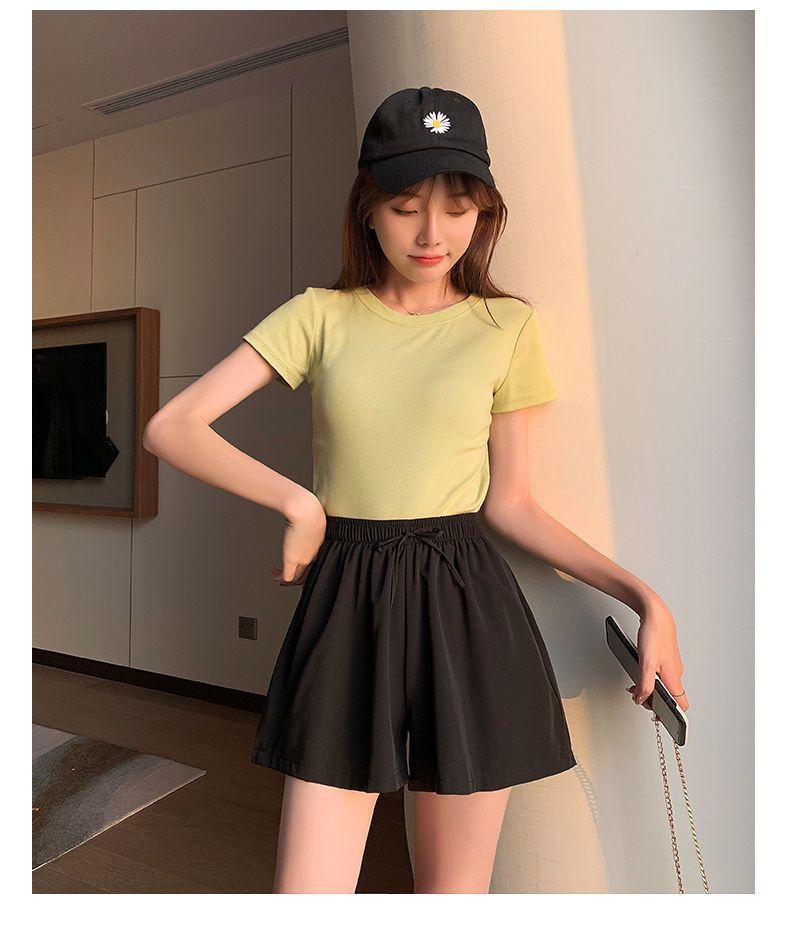 Product Introduction of Ice Silk Shorts for Women, Summer Thin Wide-Leg Casual A-Line Shorts, Versatile High-Waisted Home Three-Quarter Shorts for Women, Trendy Outdoor Wear 23