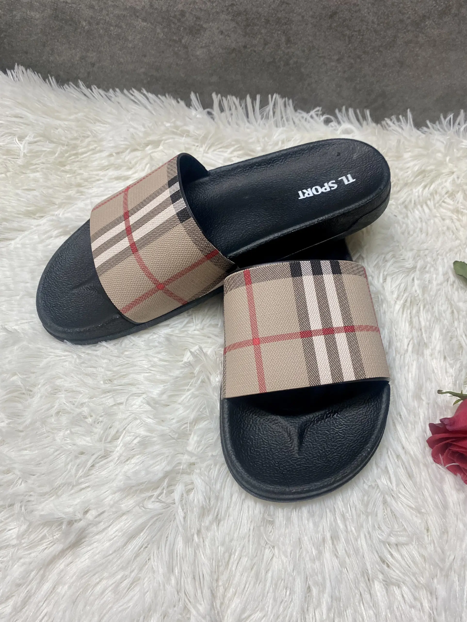 Dép nam nữ unisex quai ngang caro gía rẻ SMANO BAGS hỏa tốc