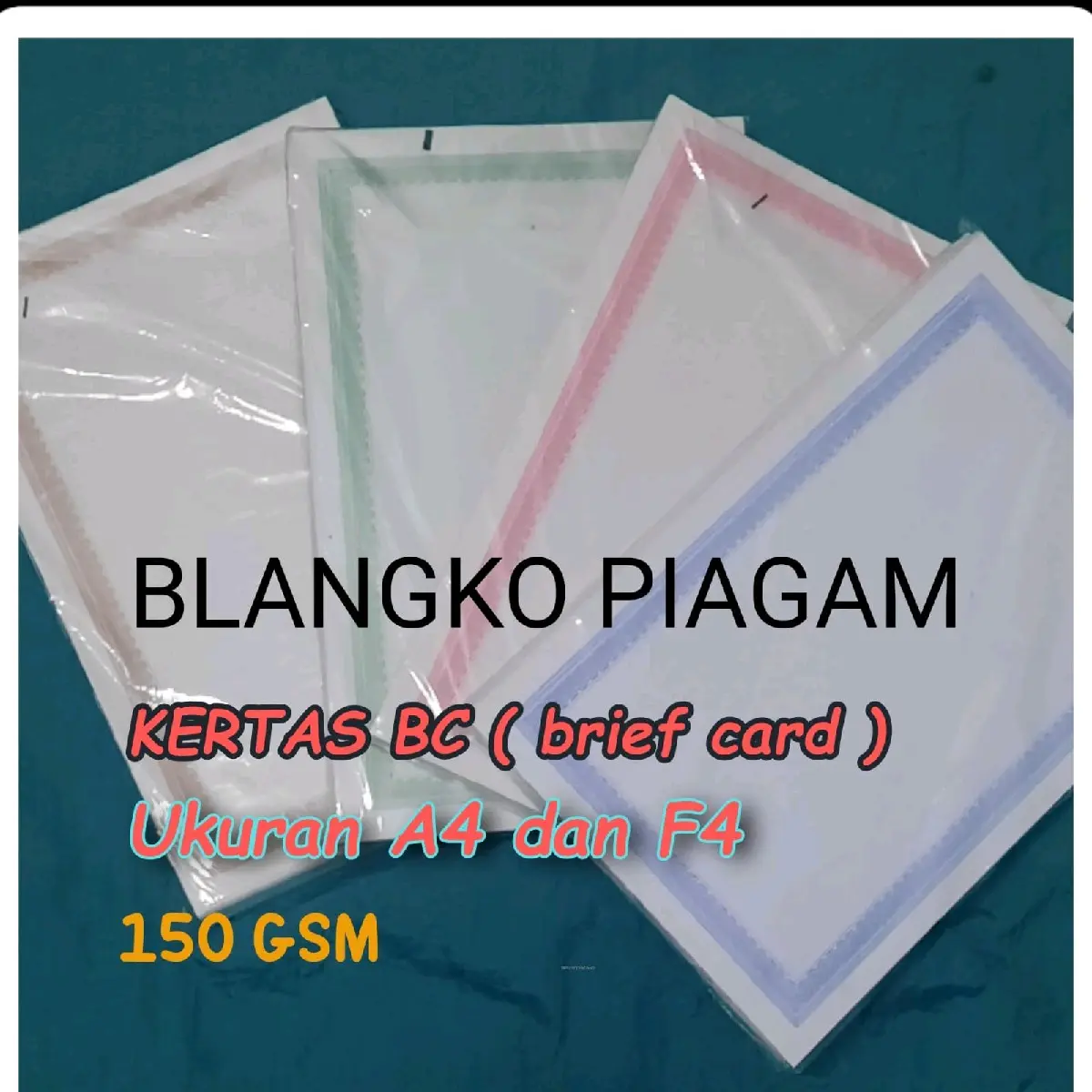 Kertas Piagam Bc F4 dan A4 motif bingkai isi 100 lembar/pax